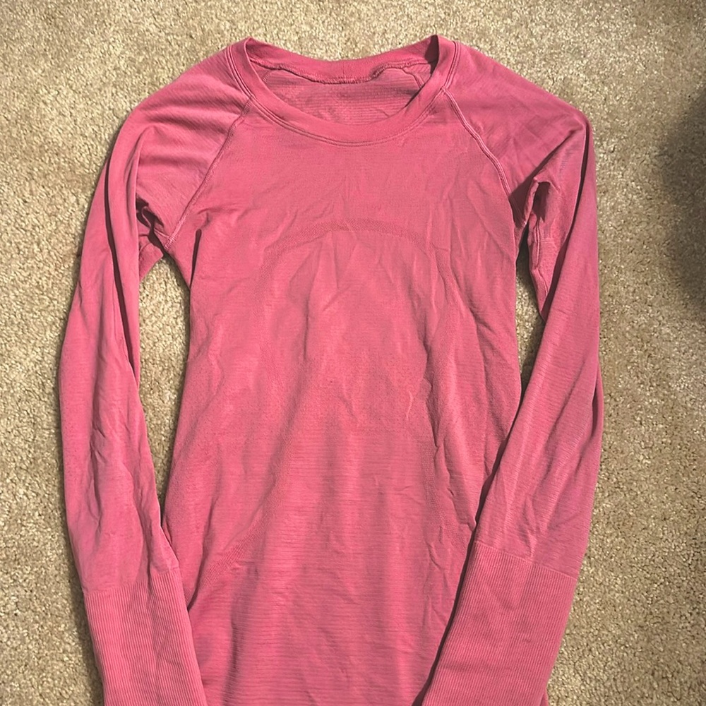Pink lululemon swiftly tech long sleeve